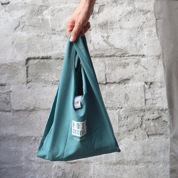 日本 POST GENERAL 藍綠色環保收納購物袋（附掛勾）