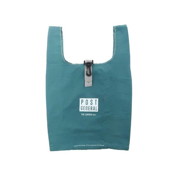 日本 POST GENERAL 藍綠色環保收納購物袋（附掛勾）